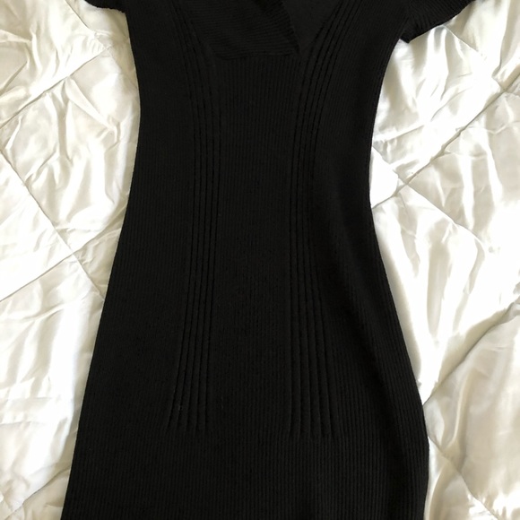 Fitted Knit Flattering MD Black Dress - Picture 6 of 7